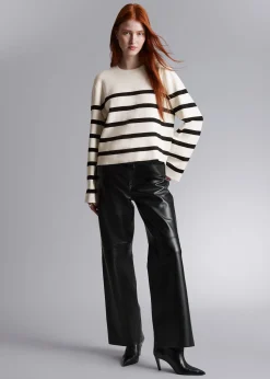 Clearance Strikket Sweater Med Brede Aermer Kvinder Strik