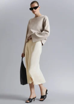 Online Strikket Sweater Med Brede Aermer Kvinder Strik