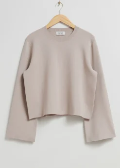 Online Strikket Sweater Med Brede Aermer Kvinder Strik