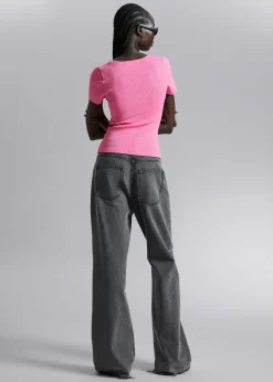 Fashion Strikket Sweetheart Neck Top Kvinder Toppe