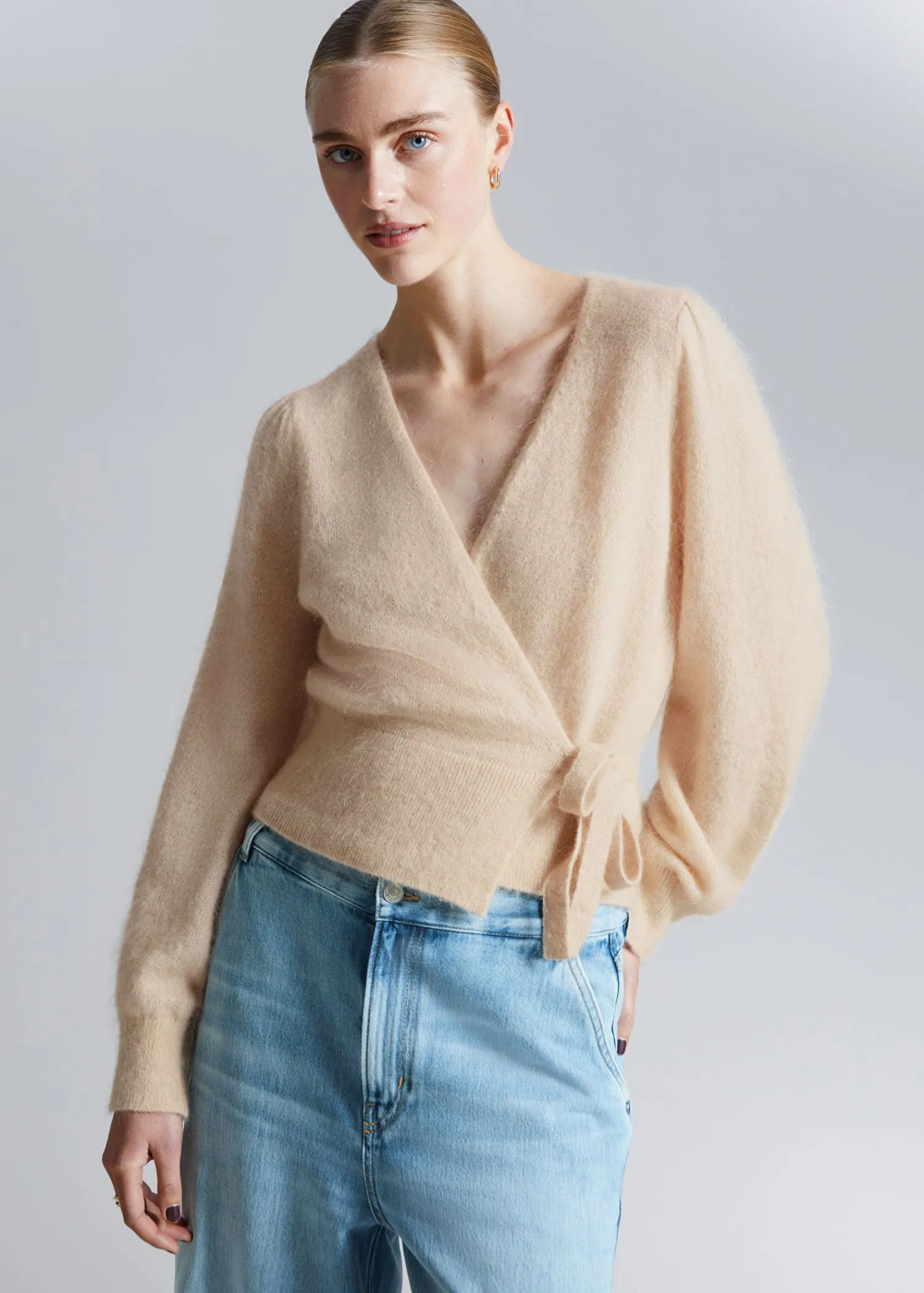 Outlet Strikket Wrap Cardigan Kvinder Strik
