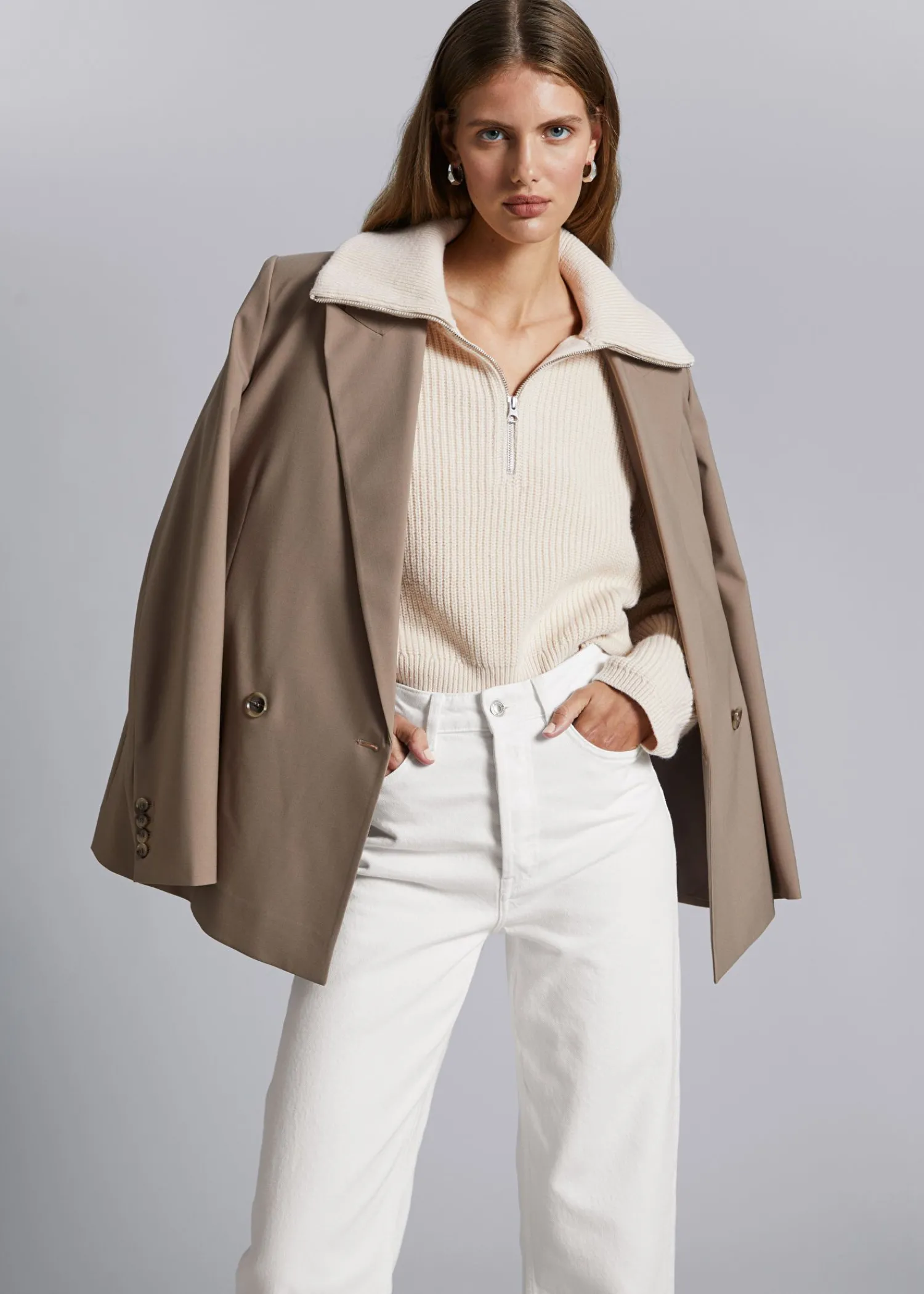 Online Striktroje Med Halv Lynlas Kvinder Strik