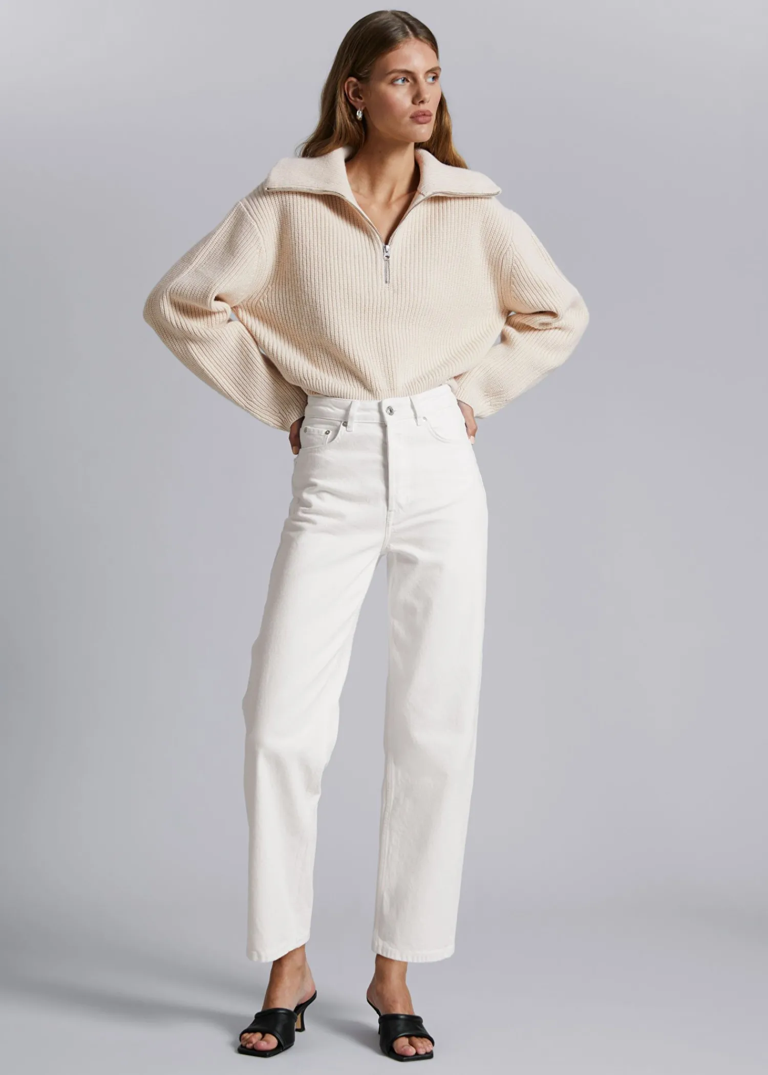 Online Striktroje Med Halv Lynlas Kvinder Strik