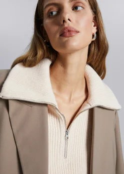 Online Striktroje Med Halv Lynlas Kvinder Strik