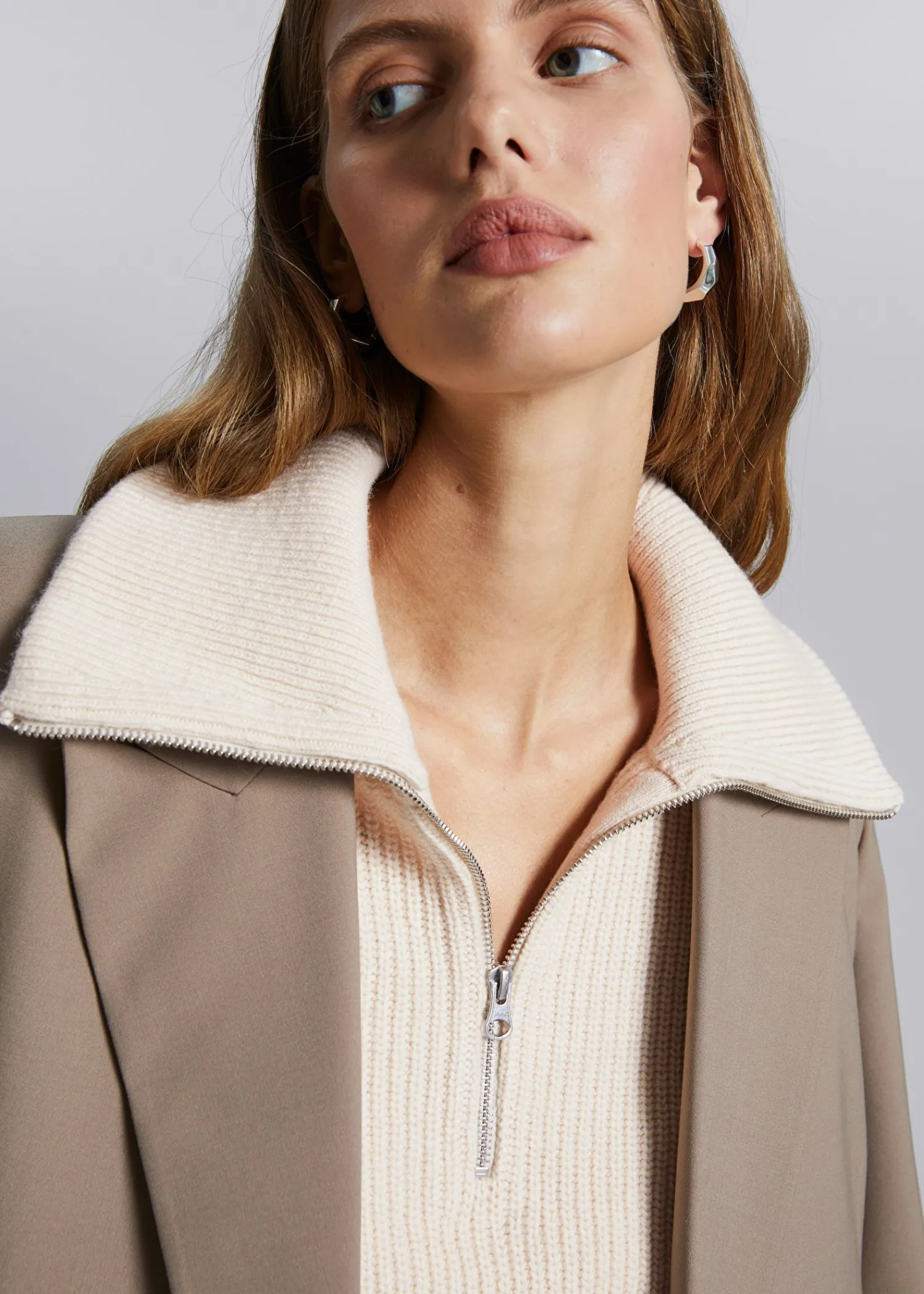 Online Striktroje Med Halv Lynlas Kvinder Strik