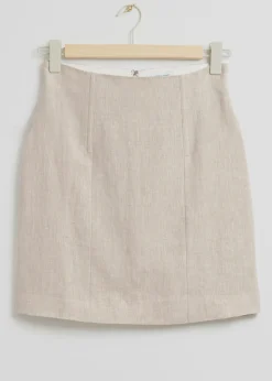 New Struktureret Hojtaljet Linned Nederdel Kvinder Nederdele