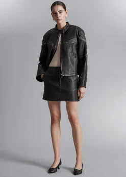 Cheap Topsyet Laeder Mininederdel Kvinder Sæt Og Dragter