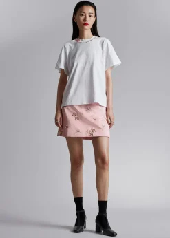 Hot T-Shirt Med Perleudsmykning Kvinder Toppe