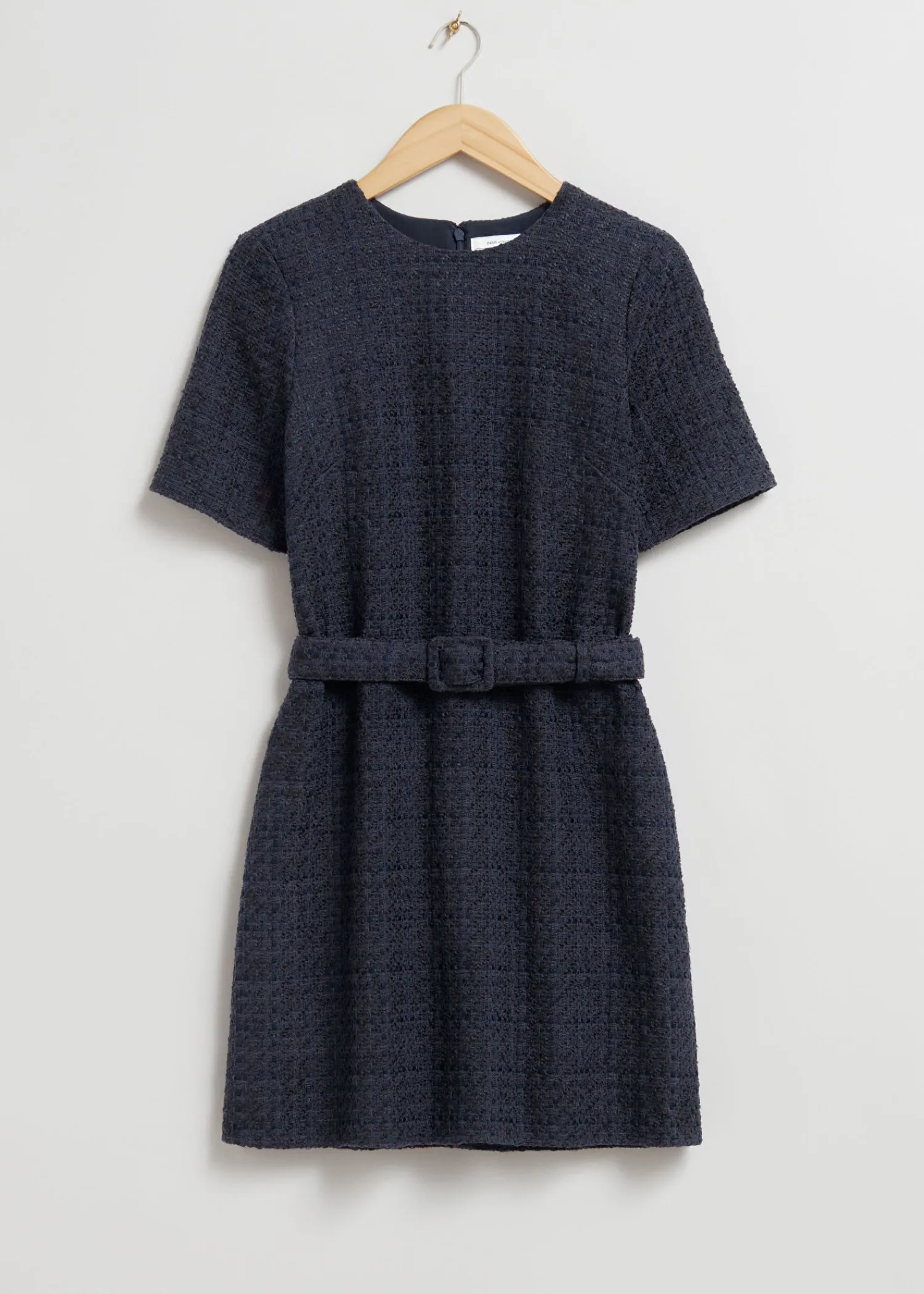 Cheap Tweed Minikjole Med Baelte Kvinder Kjoler