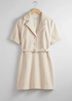 Shop Tweed Minikjole Med Baelte Kvinder Kjoler