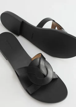 Discount Vaevede Laedersandaler Kvinder Flade Sandaler