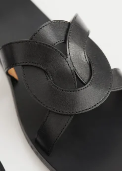 Discount Vaevede Laedersandaler Kvinder Flade Sandaler