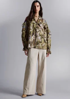 Hot Voluminos Bluse Med Flaeser Kvinder Bluser Og Skjorter