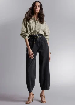 Shop Voluminos Bluse Med Stand-Up Krave Kvinder Bluser Og Skjorter