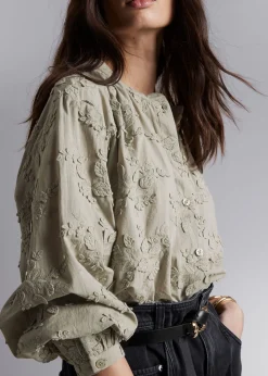 Shop Voluminos Bluse Med Stand-Up Krave Kvinder Bluser Og Skjorter