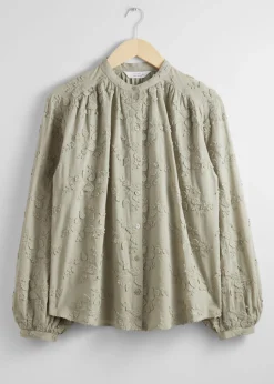 Shop Voluminos Bluse Med Stand-Up Krave Kvinder Bluser Og Skjorter