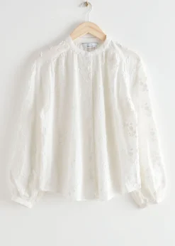 Best Sale Voluminos Bluse Med Stand-Up Krave Kvinder Bluser Og Skjorter