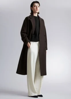 Cheap Voluminos Uldfrakke Med Baelte Kvinder Frakker & Jakker