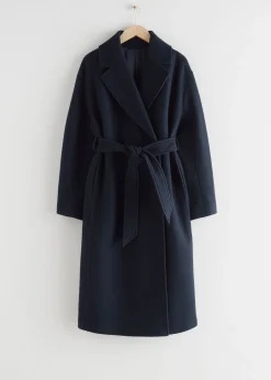 Cheap Voluminos Uldfrakke Med Baelte Kvinder Frakker & Jakker