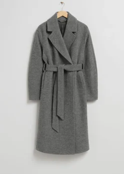 Shop Voluminos Uldfrakke Med Baelte Kvinder Frakker & Jakker