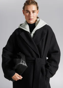 Best Voluminos Uldfrakke Med Baelte Kvinder Frakker & Jakker